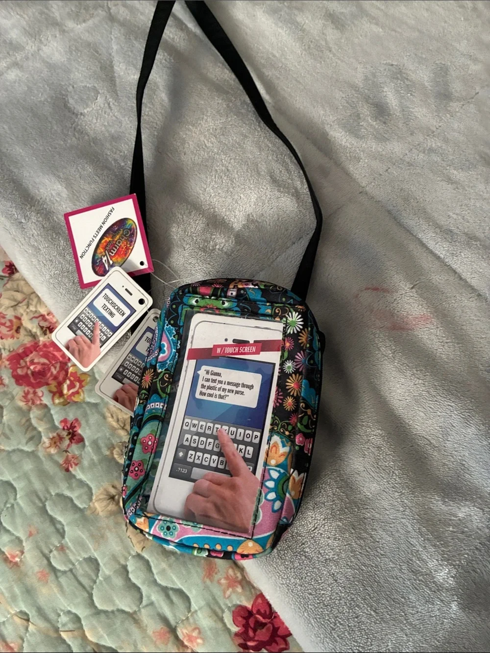 Floral Clear-Window Crossbody Phone Bag - Unknown Brand